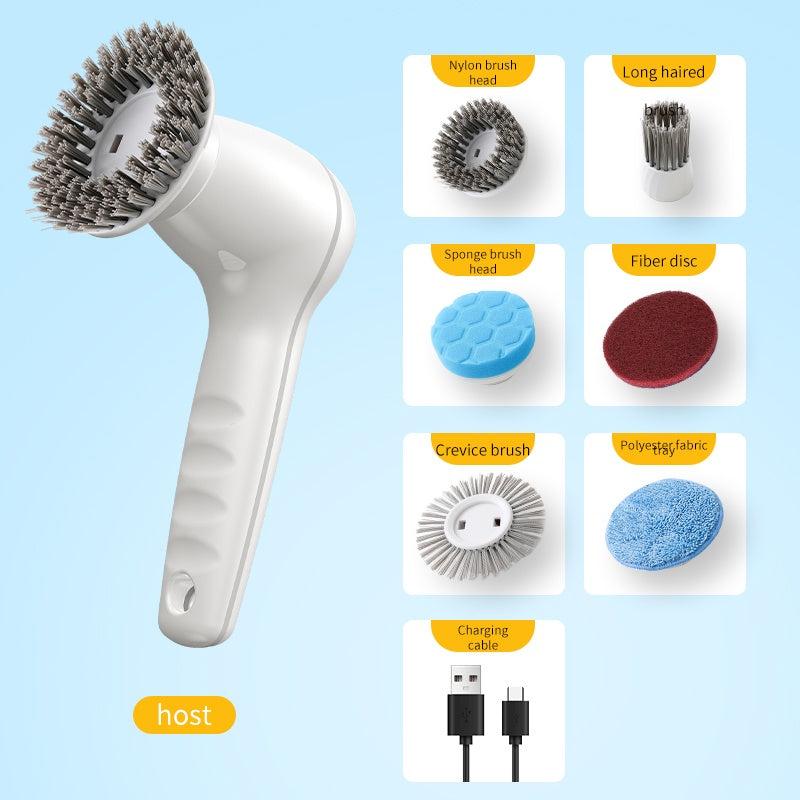 Spinwash™ Cordless Electric Spin Scrubber – 6 Heads, 2 Speeds & Battery Display for Bathroom, Sink & More
