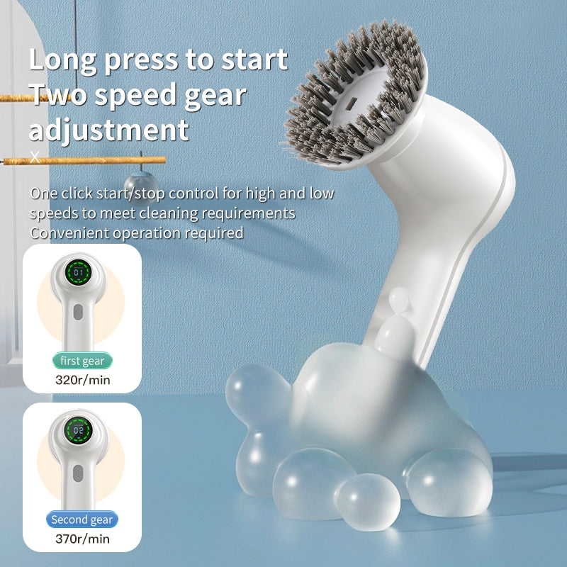 Spinwash™ Cordless Electric Spin Scrubber – 6 Heads, 2 Speeds & Battery Display for Bathroom, Sink & More